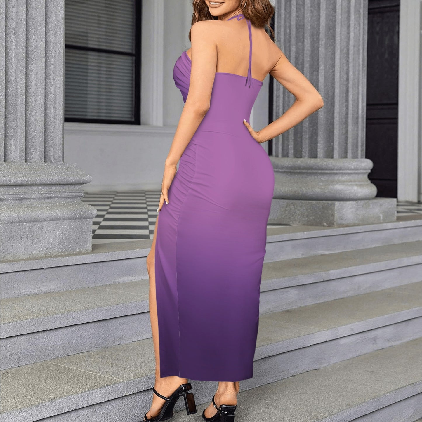 Viovi. Halter High Split Dress