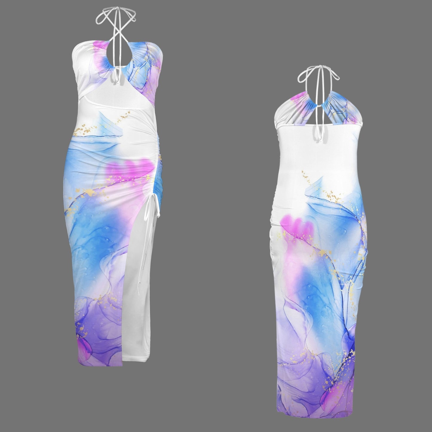 Fasure. Halter High Split Dress