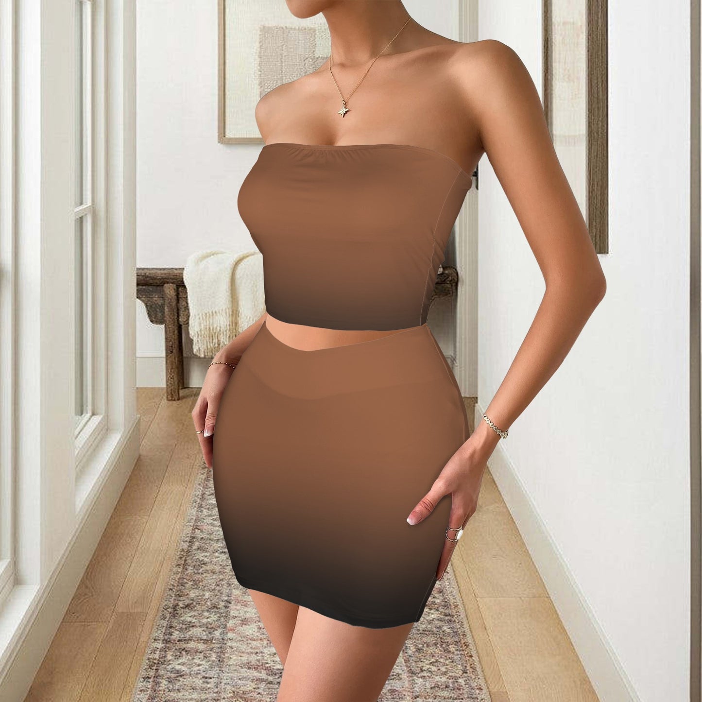 Plenti. Tube-Top Short Skirt Set