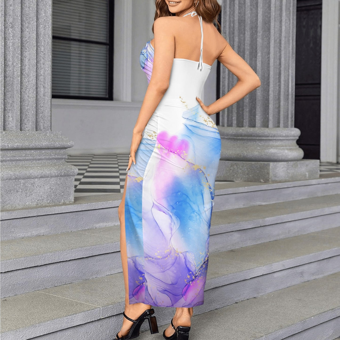 Fasure. Halter High Split Dress