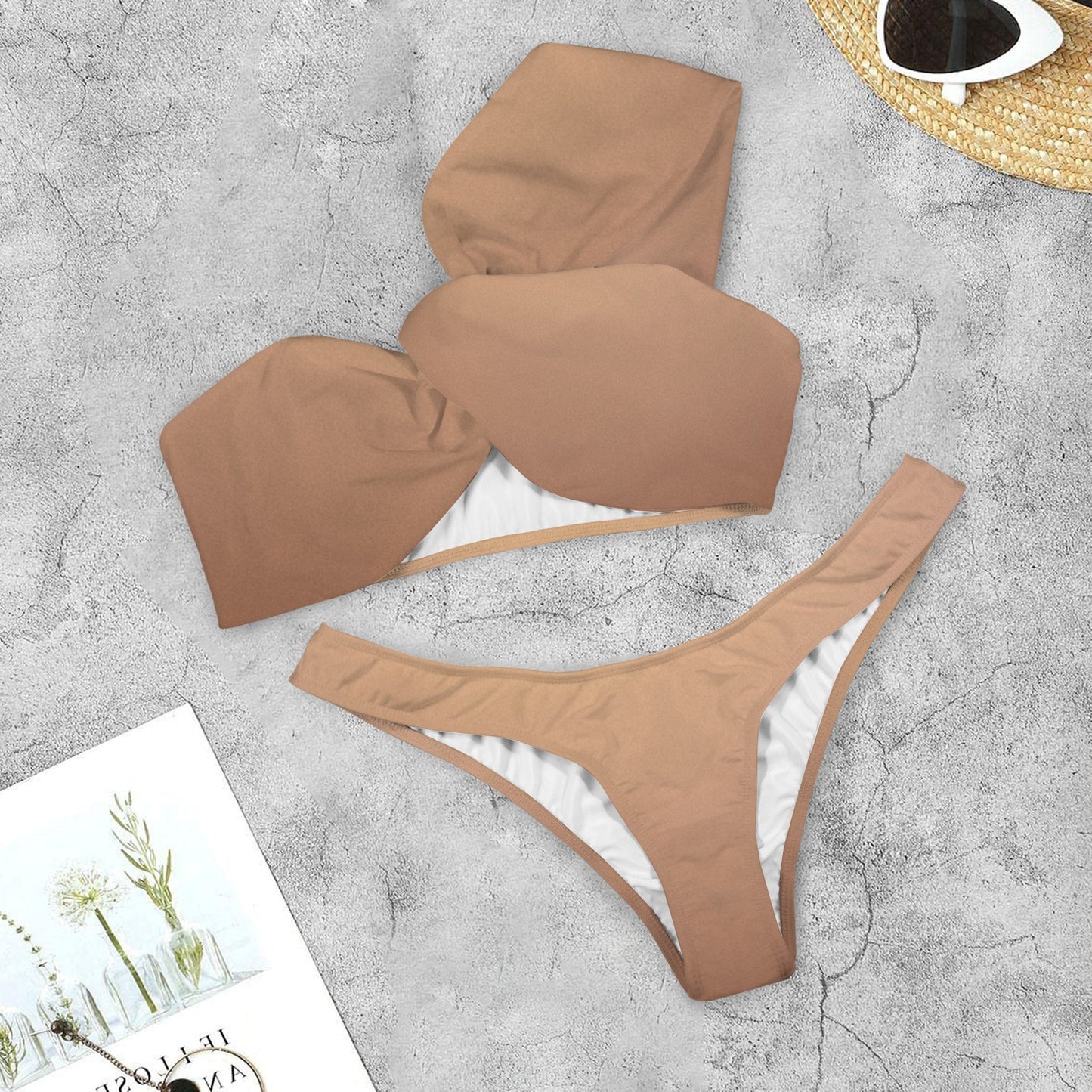 Nu Nude. One Shoulder Bikini Swimsuit
