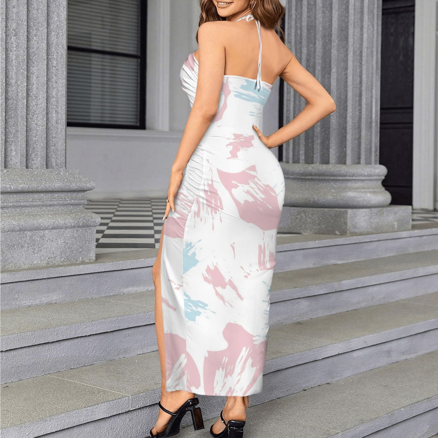 Floraa. Halter High Split Dress