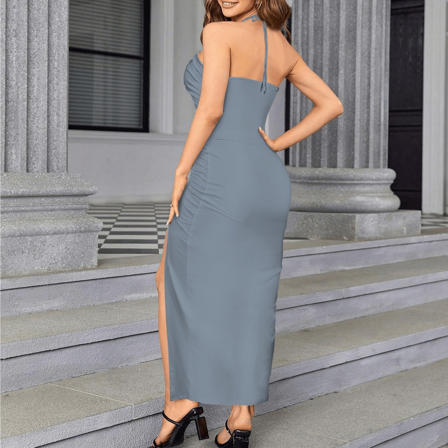 Savid. Halter High Split Dress