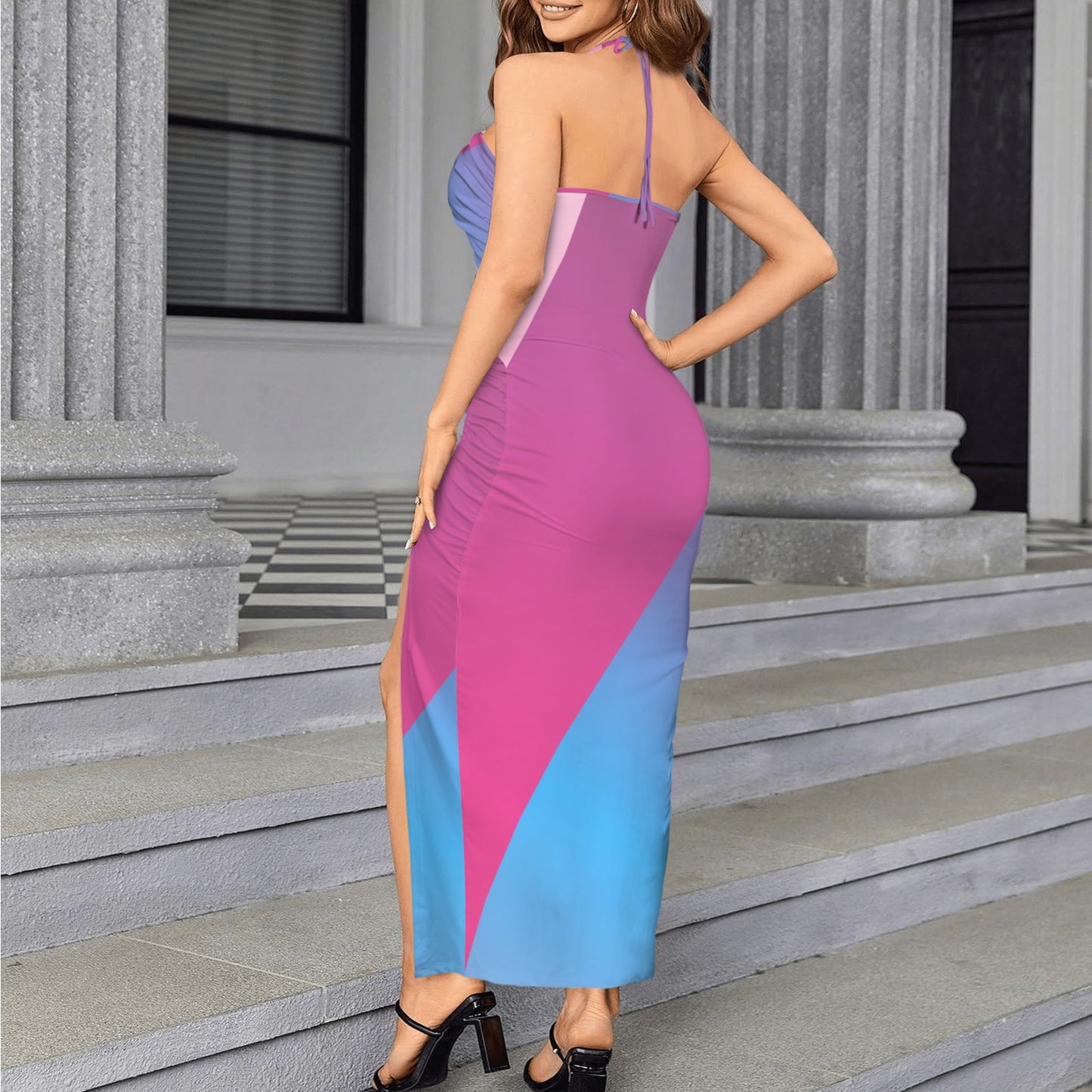 Amix II. Halter High Split Dress