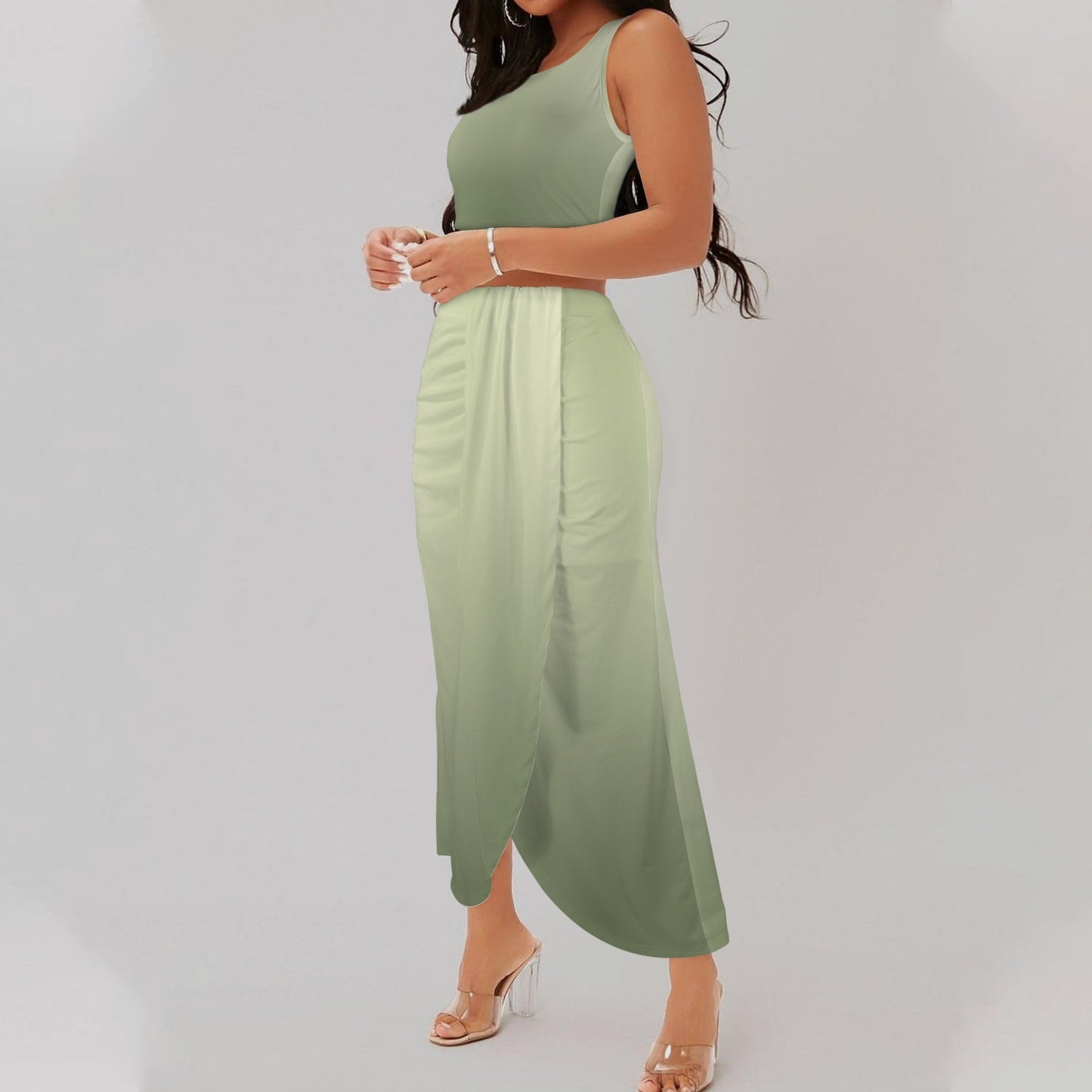 Sage Satore. Long Skirt Set