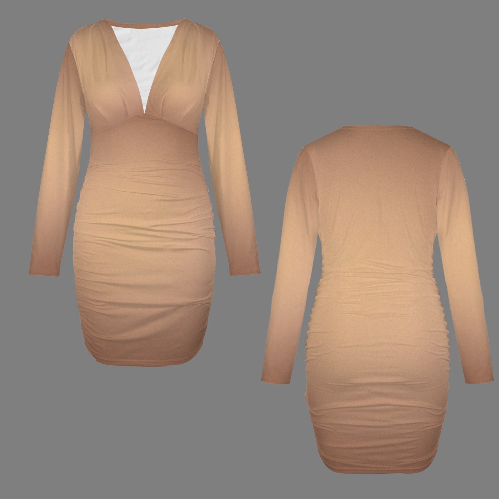 Nu Nude. Long Sleeve Bodycon Dress