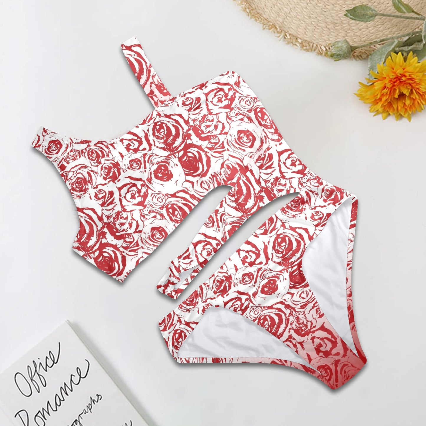 Red Roze. Cutout One-Piece Swimsuit