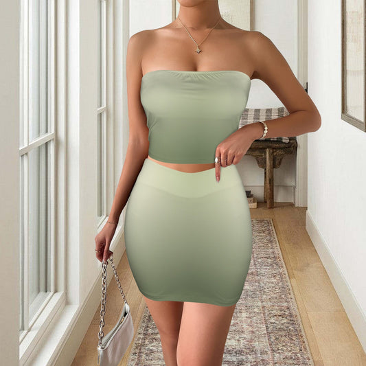 Sage Satore. Tube Top Skirt Set