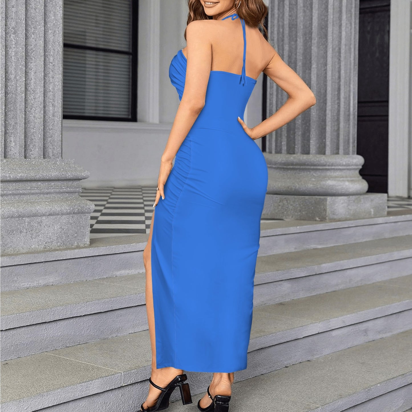 Jus Blu. Halter High Split Dress