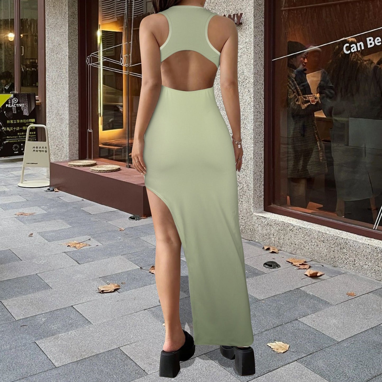 Sage Satore. High Split Maxi Dress