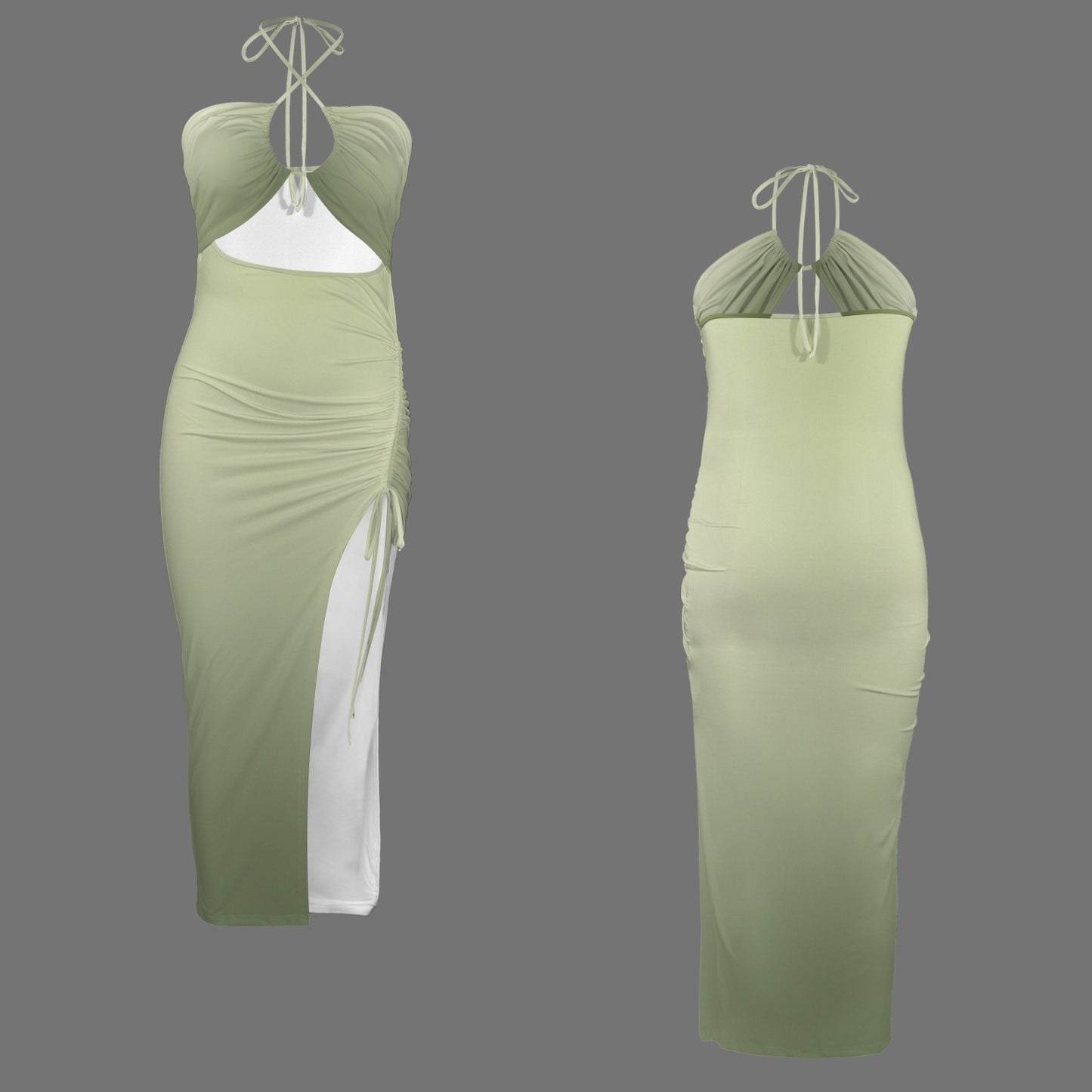 Sage Satore. Halter High Split Dress