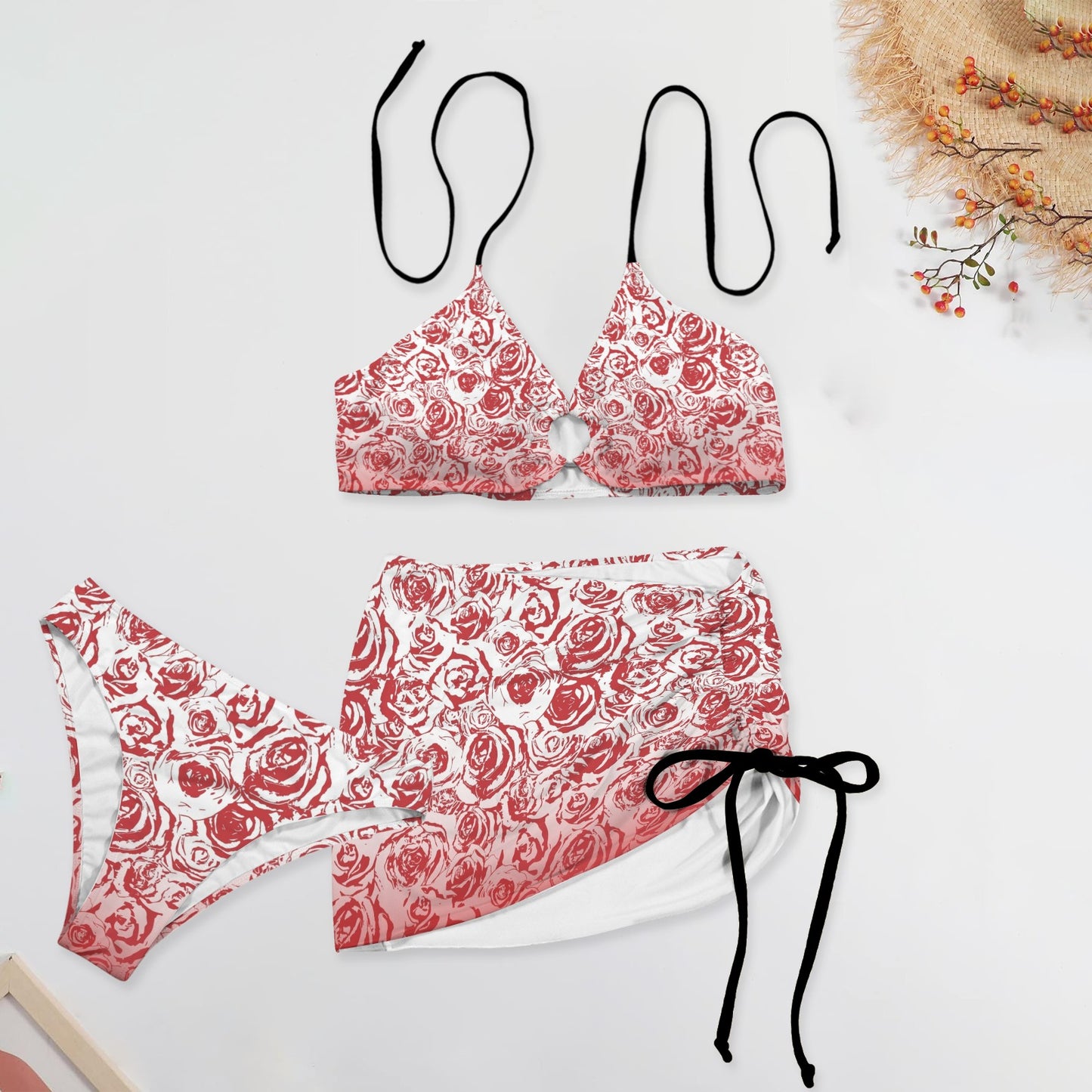 Red Roze. Three Piece Swimsuit