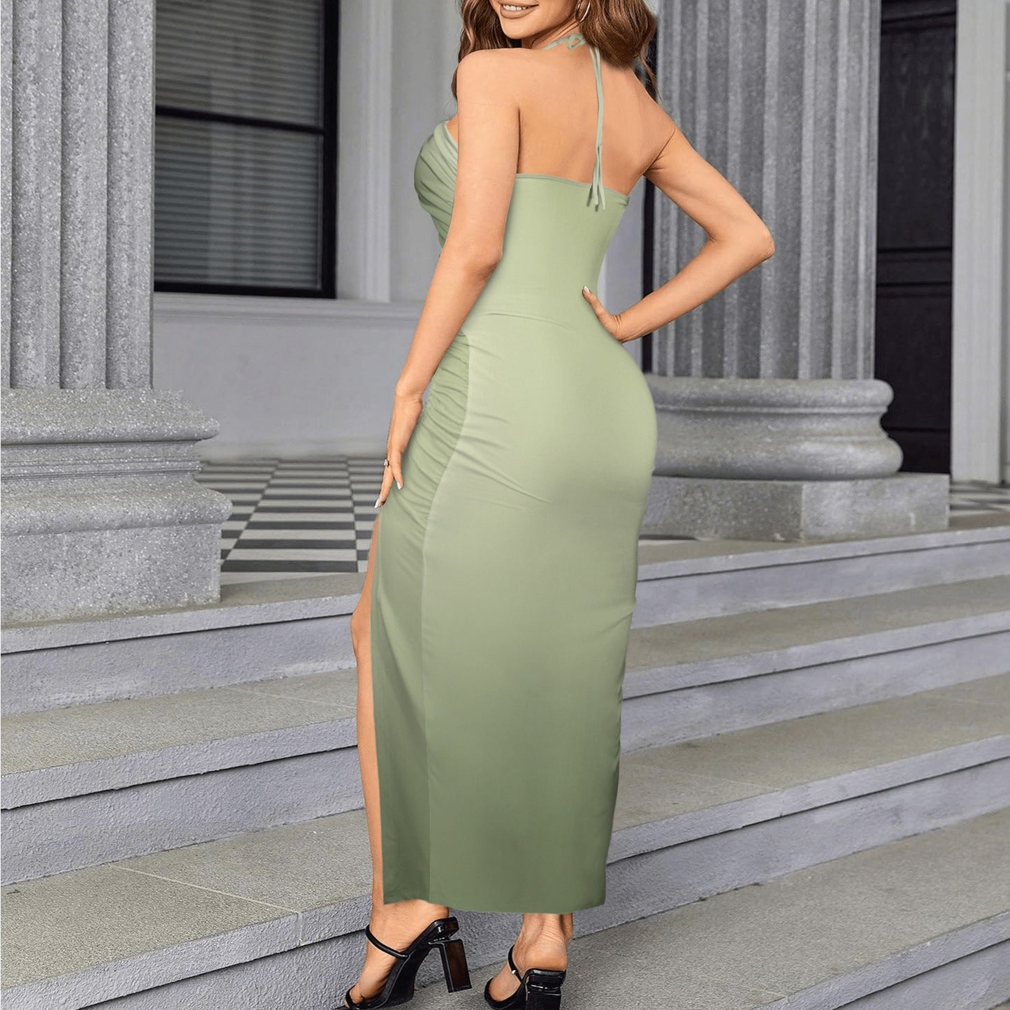 Sage Satore. Halter High Split Dress