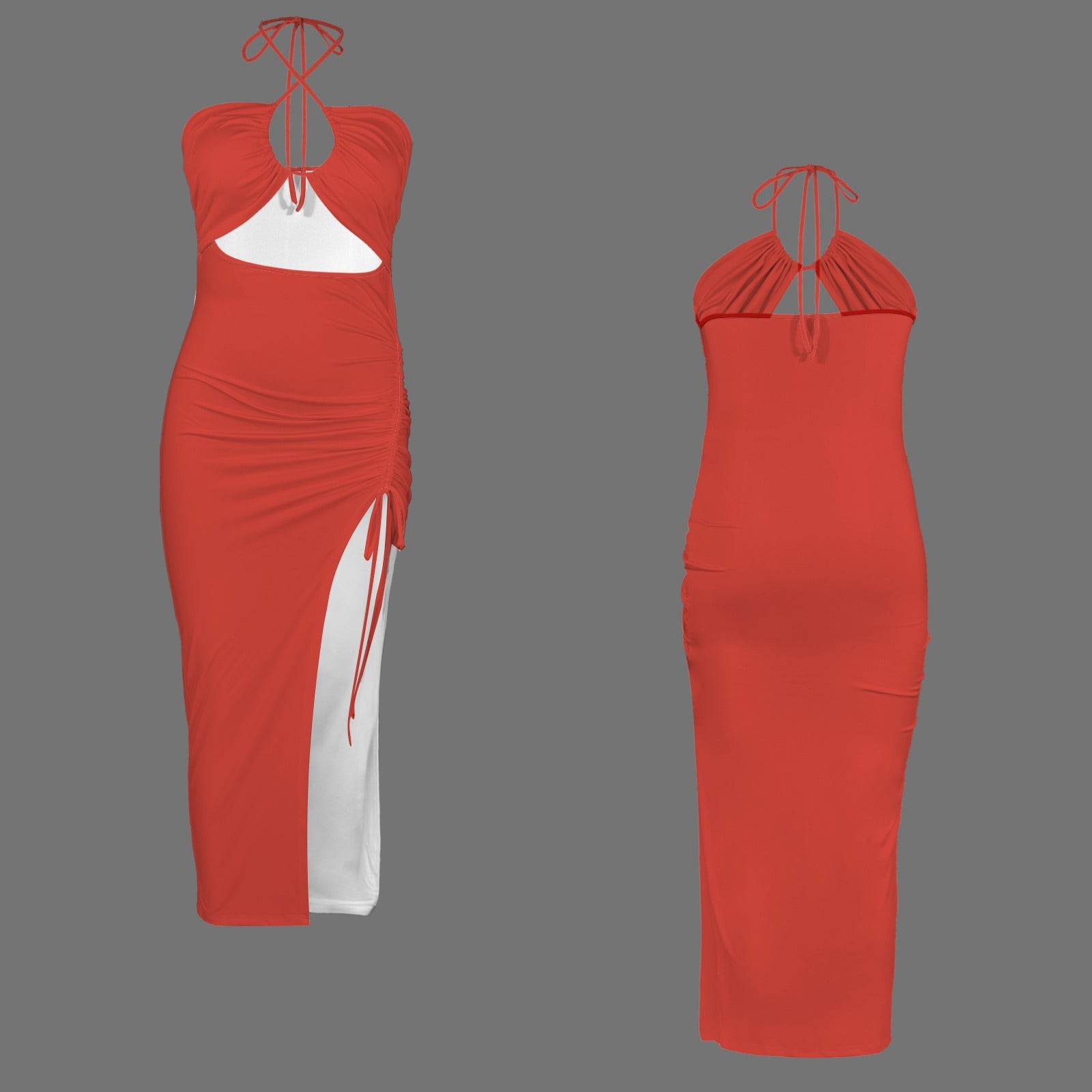 Jus Red. Halter High Split Dress